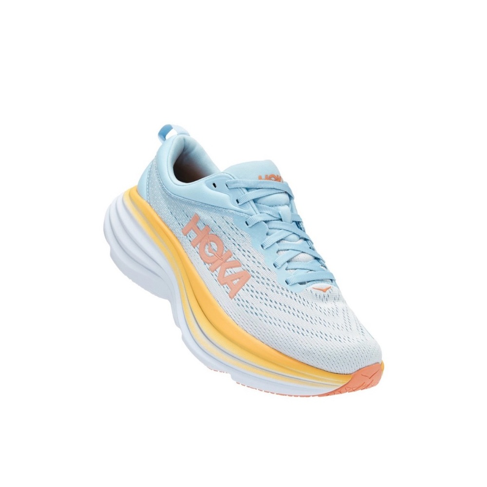 Hoka Light Blue and Yellow Running Shoes